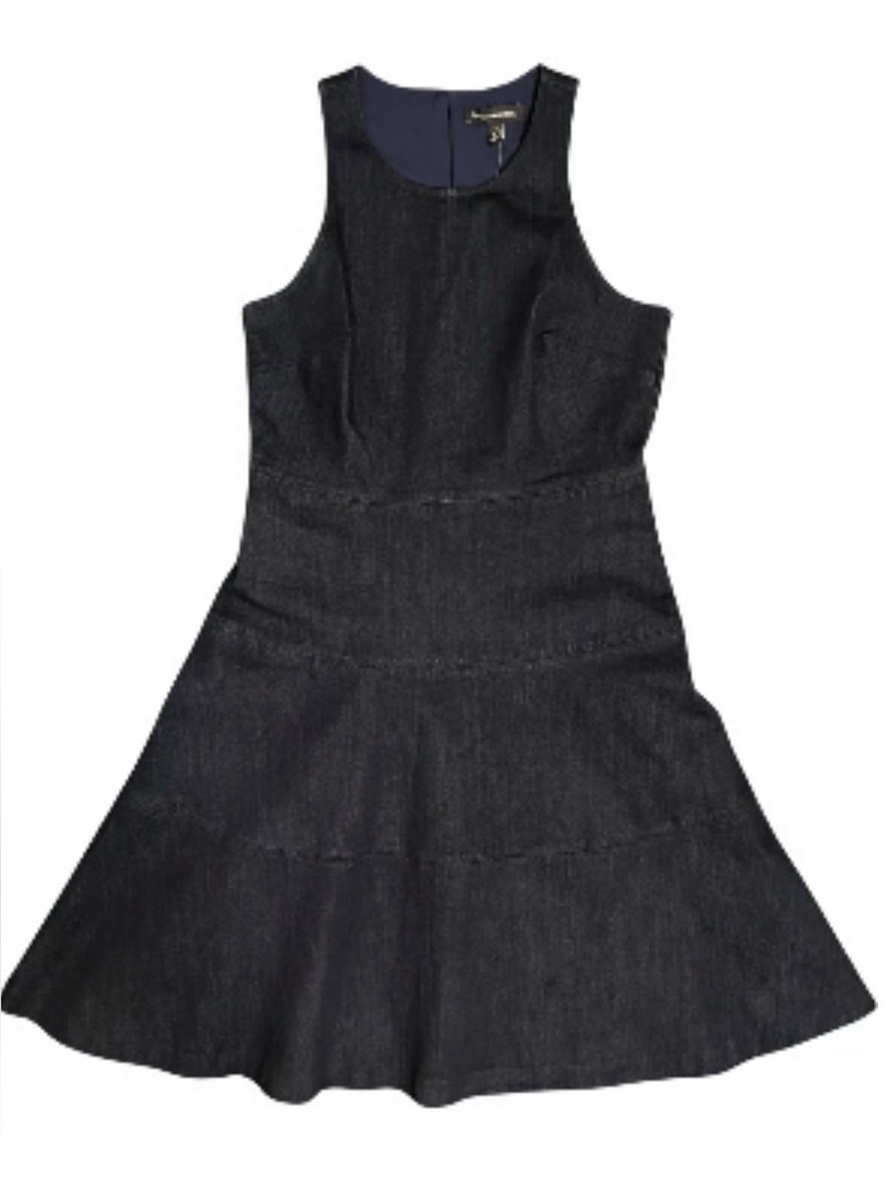 Banana Republic Dress Sleeveless Racer Seam Dark Navy Blue  8 Denim